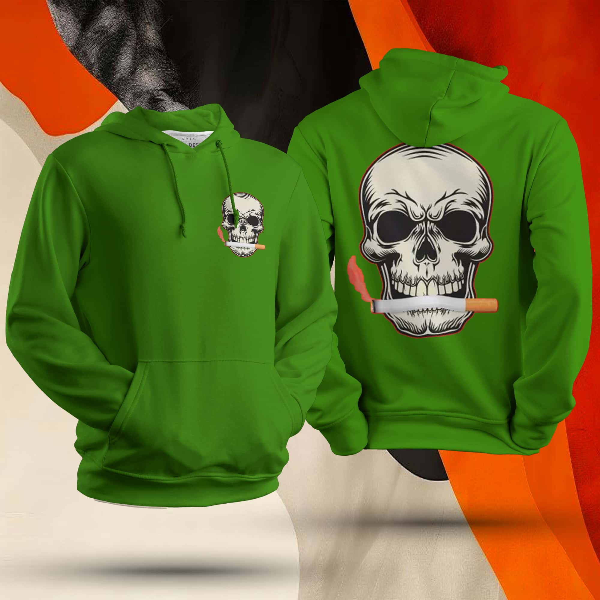 Skeleton With Cigarette Unisex Hoodie