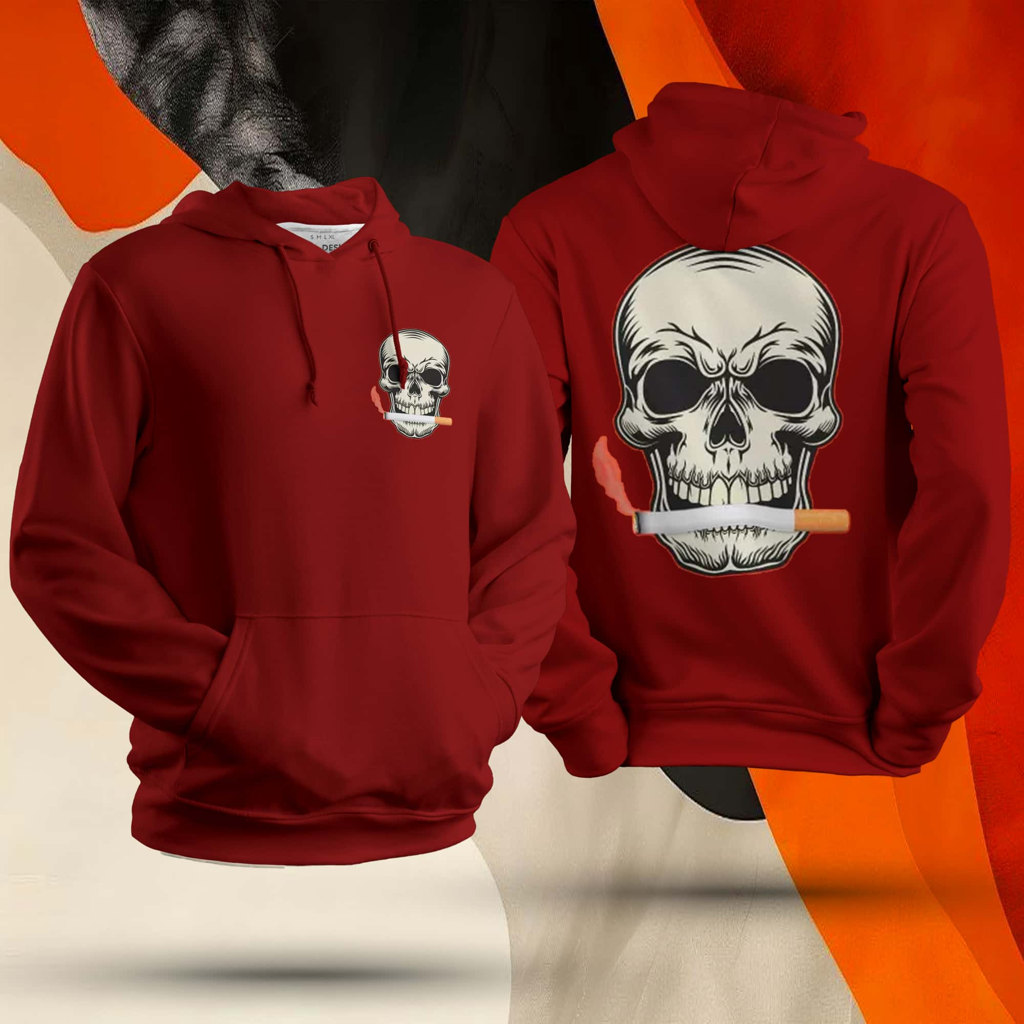 Skeleton With Cigarette Unisex Hoodie